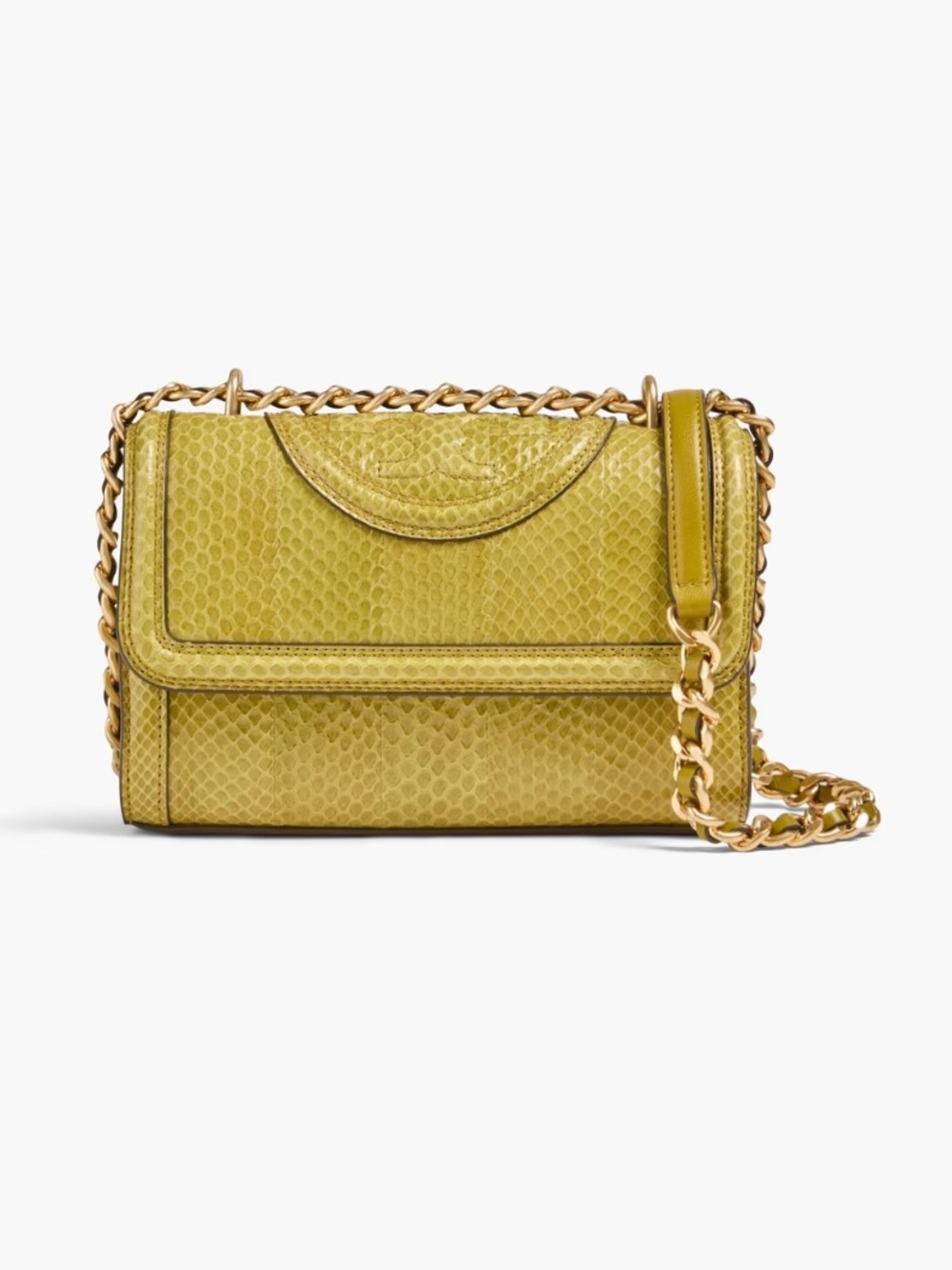 Tory BurchWomen's Yellow Fleming Watersnake Shoulder Bag Gently Use
